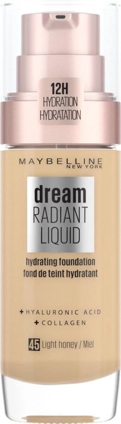 Maybelline Dream Radiant Liquid - 45 Light Honey - Foundation Geschikt Voor De Droge Huid Met Hyaluronzuur - 30 Ml -Make-Up Poeder Verkoop 344x1200 1