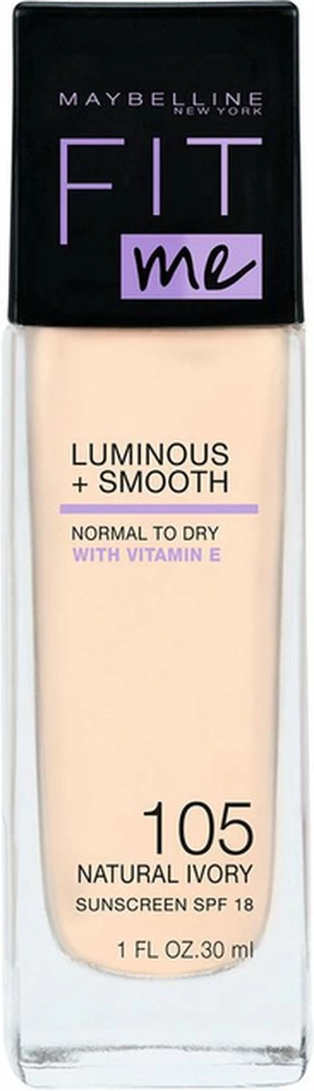Maybelline - Fit Me Luminous & Smooth Foundation - Natural Ivory 105 7 Maybelline - Fit Me Luminous & Smooth Foundation - Natural Ivory 105 - Afbeelding 7