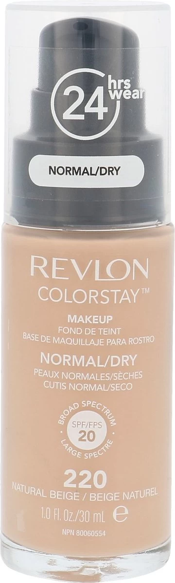 Revlon Colorstay Makeup Foundation SPF 20 - 220 Natural Beige - 30 Ml - Foundation 4 Revlon Colorstay Makeup Foundation SPF 20 - 220 Natural Beige - 30 Ml - Foundation - Afbeelding 4