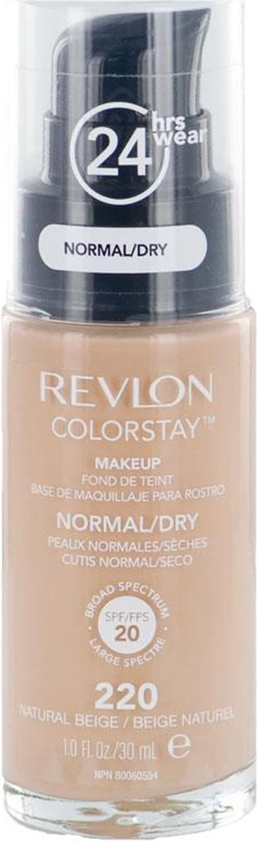Revlon Colorstay Makeup Foundation SPF 20 - 220 Natural Beige - 30 Ml - Foundation 5 Revlon Colorstay Makeup Foundation SPF 20 - 220 Natural Beige - 30 Ml - Foundation - Afbeelding 5