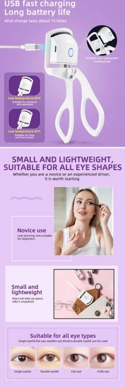 BeautyTech Elektrische Wimperkruller/Wimperkrultang - Roze - Oplaadbaar - Beauty - Verzorging - Make Up -Make-Up Poeder Verkoop 389x1200 7