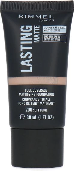 Rimmel London Lasting Matte Foundation - 200 Soft Beige -Make-Up Poeder Verkoop 521x1200 2