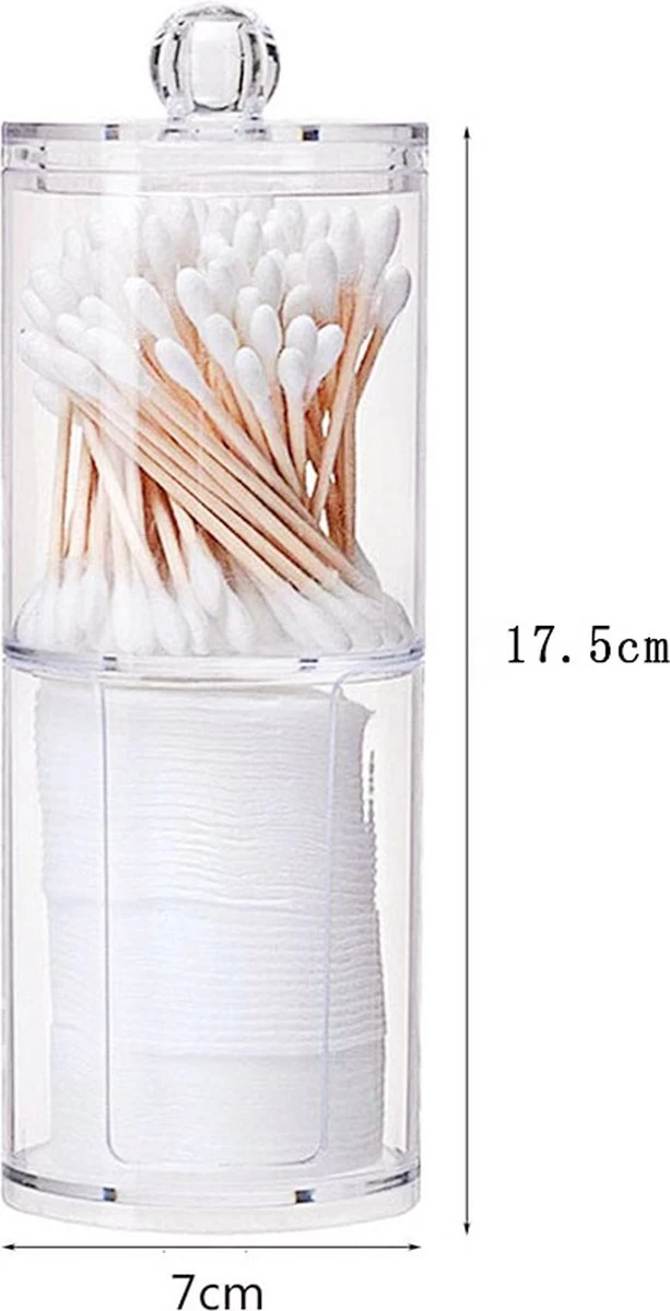 Without Lemon - Wattenstaafjes En Wattenschijfjes Houder - Dubbel Transparant Opberghouder - Opbergdoosje - Makeup Organizer - Open En Dichte Houder - Met Deksel - Stapelbaar 6 Without Lemon - Wattenstaafjes En Wattenschijfjes Houder - Dubbel Transparant Opberghouder - Opbergdoosje - Makeup Organizer - Open En Dichte Houder - Met Deksel - Stapelbaar - Afbeelding 6
