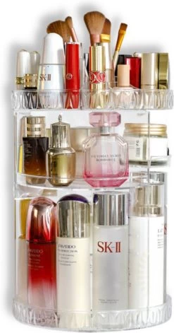 LuZana Make-Up Organizer - Beauty Organizer Voor Make Up - 360° Roterend - Opbergbox - Opbergdoos Cosmetica - Sieradendoos - Nagellak - Lippenstift - Transparant - Cadeautje Voor Vrouw -Make-Up Poeder Verkoop 629x1200 1