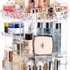 JZK Clear Acryl Home Beauty-organizer 360°, Draaibaare Cosmeticabox Voor Dresser, Slaapkamer, Badkamer, Voor Lippenstift, Kwastjes, Nagellak, Crèmes
