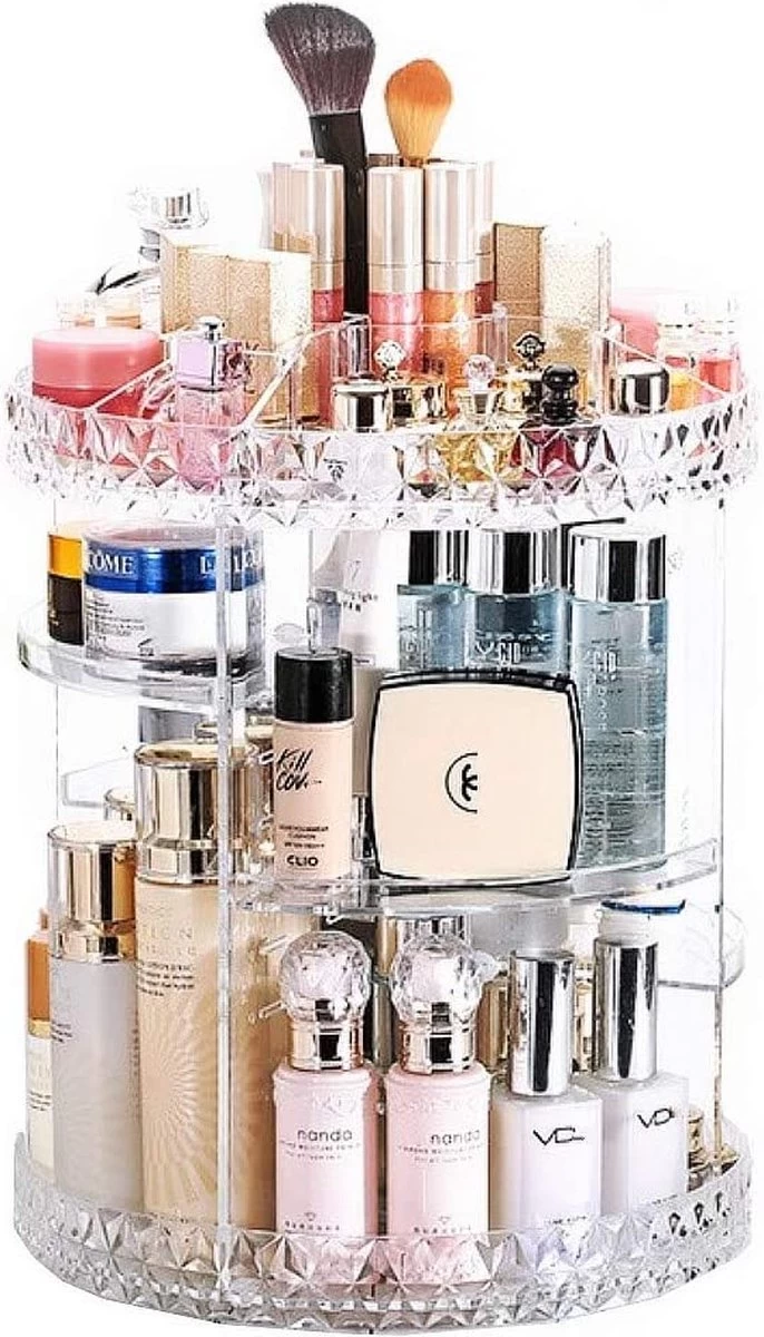 JZK Clear Acryl Home Beauty-organizer 360°, Draaibaare Cosmeticabox Voor Dresser, Slaapkamer, Badkamer, Voor Lippenstift, Kwastjes, Nagellak, Crèmes 1 JZK Clear Acryl Home Beauty-organizer 360°, Draaibaare Cosmeticabox Voor Dresser, Slaapkamer, Badkamer, Voor Lippenstift, Kwastjes, Nagellak, Crèmes