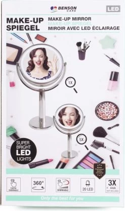 Benson Make Up Spiegel - LED Touch - Dimbaar - 2-Zijdig- Chroom -Make-Up Poeder Verkoop 713x1200 4