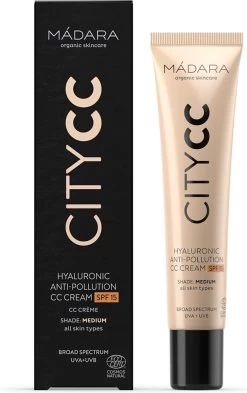 MÁDARA Anti-Pollution CC Cream SPF15 Medium Beige 40ml - Hyaluronzuur -UVA/UVB