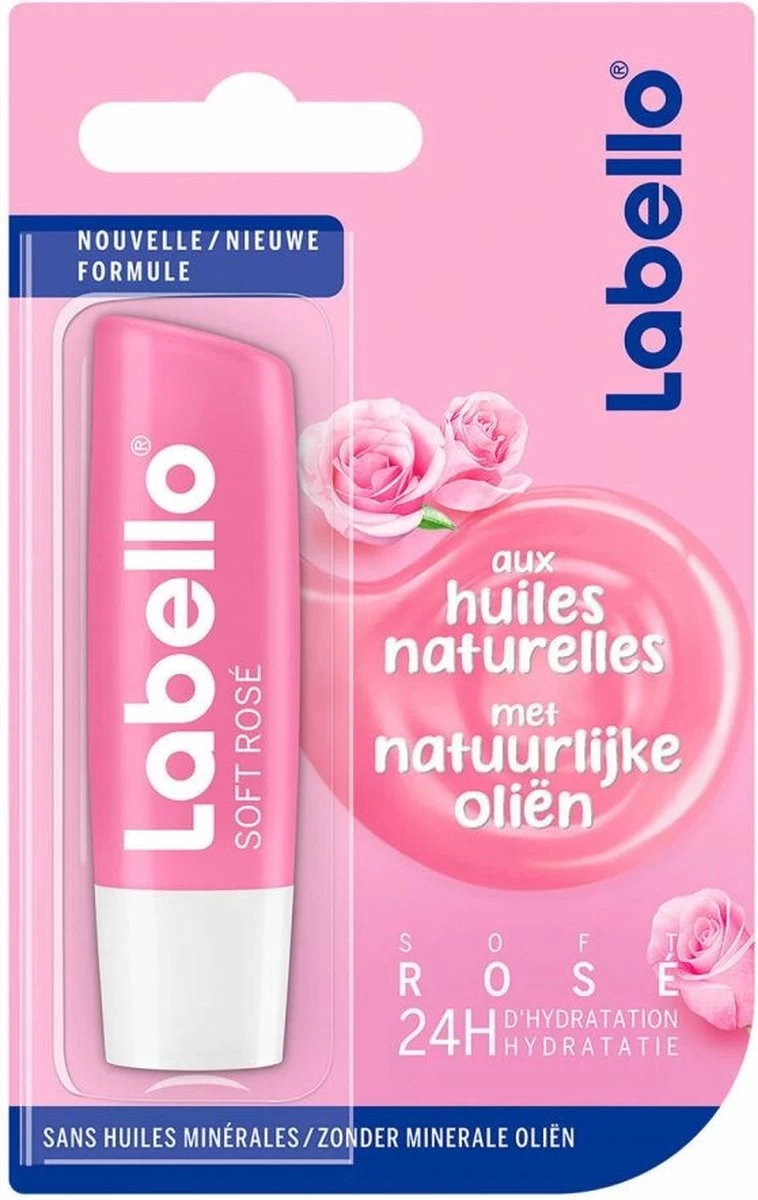 Labello - Lippenbalsem Soft Rosé - Lipverzorging - Lipbalm - Droge Lippen - 24 Uurs Werking - Dames - Meisjes - Kunststof - Roze 1 Labello - Lippenbalsem Soft Rosé - Lipverzorging - Lipbalm - Droge Lippen - 24 Uurs Werking - Dames - Meisjes - Kunststof - Roze