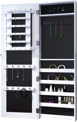 HOMCOM 2-in-1 Sieradenkast Wandspiegel Spiegelkast Sieraden Ladekast Spiegel 833-102WT