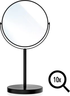 Omliox Make Up En Scheer Spiegel - Ronde Standspiegel - 10x Vergroting - Ø19cm - Mat Zwart