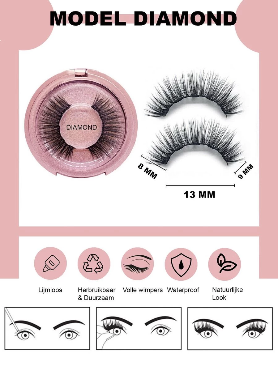 Nepwimers Zonder Lijm | Magnetische Wimpers | Eyeliners | Diamond Wimpers | Pincet | Wimperset | Model Diamond | Fake Lashes | M5 Lashes Diamond Set | Herbruikbare Wimpers | 3D Wimpers | Kit | Waterbestendig | Natuurlijke Wimpers | Waterproof 8 Nepwimers Zonder Lijm | Magnetische Wimpers | Eyeliners | Diamond Wimpers | Pincet | Wimperset | Model Diamond | Fake Lashes | M5 Lashes Diamond Set | Herbruikbare Wimpers | 3D Wimpers | Kit | Waterbestendig | Natuurlijke Wimpers | Waterproof - Afbeelding 8