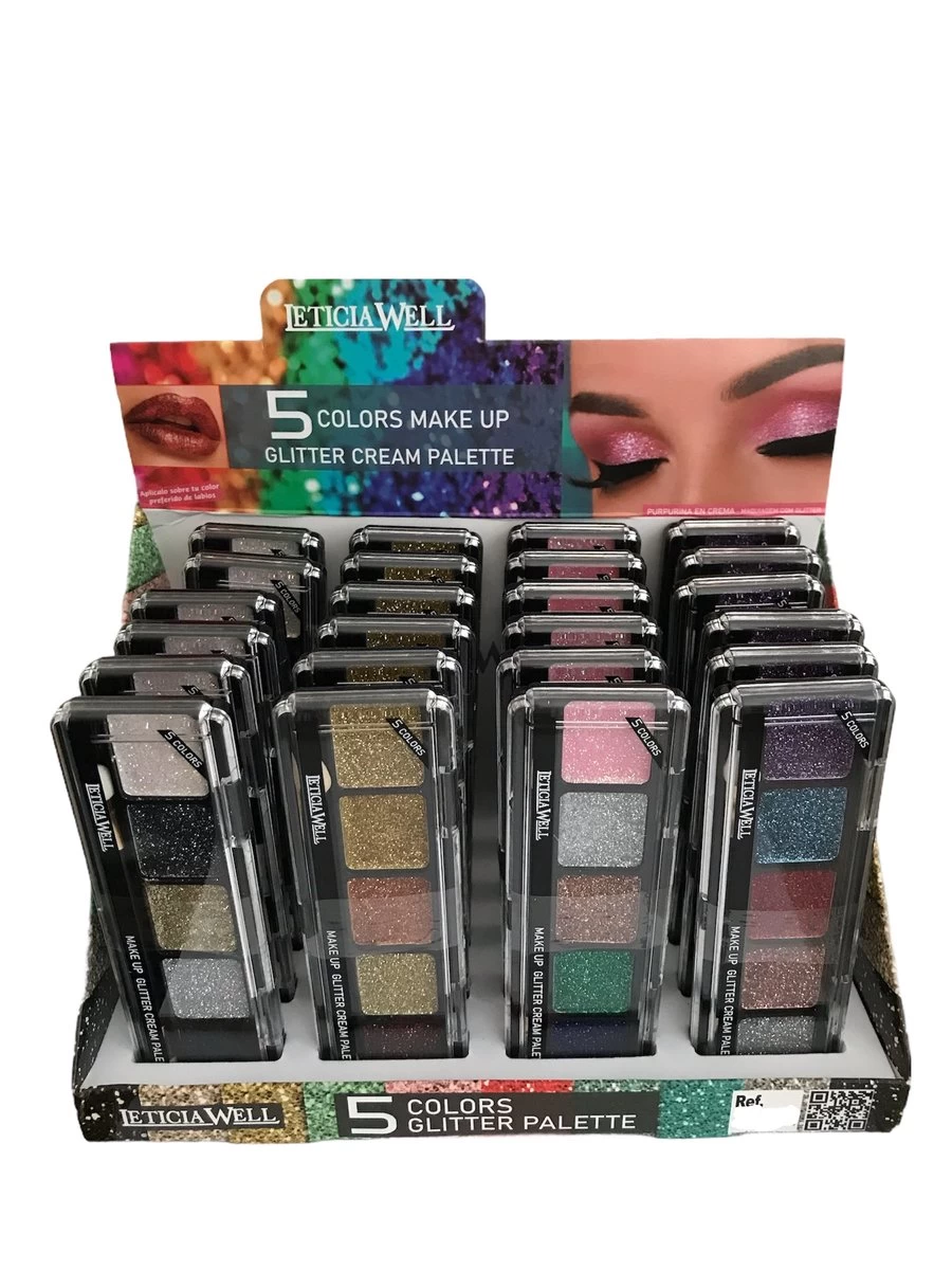 Leticia Well - Glitter Cream Make-up Palette Ogen En Lippen - 5 Tinten Roze/zilver/koper/groen/paars - Nummer 03 3 Leticia Well - Glitter Cream Make-up Palette Ogen En Lippen - 5 Tinten Roze/zilver/koper/groen/paars - Nummer 03 - Afbeelding 3