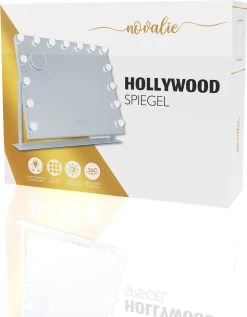 Novalie Hollywood Spiegel Met Verlichting - 65 Cm X 50 Cm - Make Up Spiegel Met Led Lampen – Visagie – Dimbaar / 3 Lichtstanden – Voor Hem / Haar Cadeau – 10x Vergroting – Met Tru-Daylight Verlichting – Wit -Make-Up Poeder Verkoop 934x1200 1