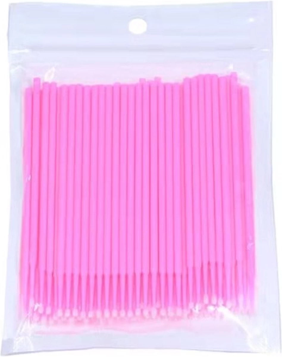 Wegwerp Microbrushes - Wimpers Uitbreiding - Individuele Lash Verwijderen - Wattenstaafje - Micro Borstel Voor Wimper Extensions Tool- Microbrush - 100stuks Roze 1 Wegwerp Microbrushes - Wimpers Uitbreiding - Individuele Lash Verwijderen - Wattenstaafje - Micro Borstel Voor Wimper Extensions Tool- Microbrush - 100stuks Roze