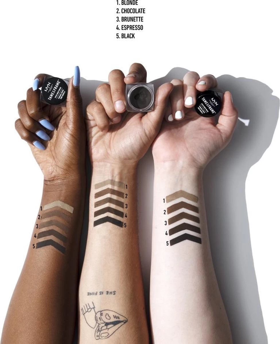 NYX Professional Makeup Tame & Frame Brow Pomade - Chocolate TFBP02 - Wenkbrauwgel - 5 Gr 4 NYX Professional Makeup Tame & Frame Brow Pomade - Chocolate TFBP02 - Wenkbrauwgel - 5 Gr - Afbeelding 4