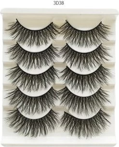 Without Lemons 3D Wimpers 3D38 - 5 Paar - Natuurlijke Kunst Wimpers - Nep Wimpers - Valse Wimpers - Zwart - Wimper Extension - Stijlvol - Fake Eyelashes - Natuurlijk - Stijvol - Make Up - 17cm