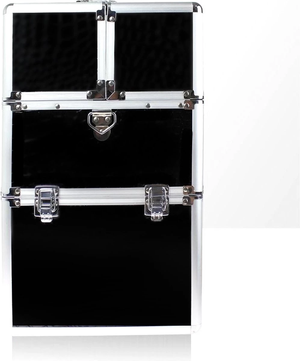 Cosmetica Of Nagel Koffer XL Zwart Glad 4 Cosmetica Of Nagel Koffer XL Zwart Glad - Afbeelding 4